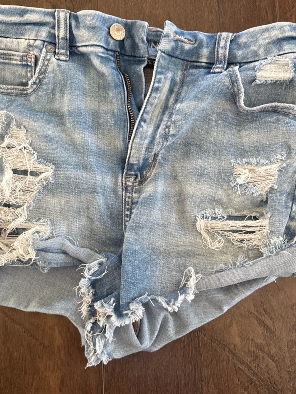 American Eagle Outfitters Light Blue Distressed Jean Shorts